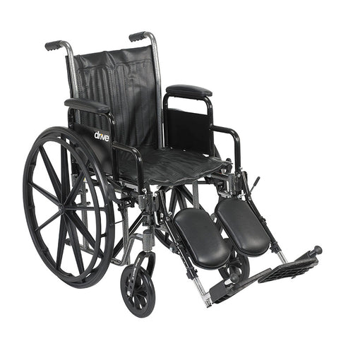 Drive Medical SSP216DDA-ELR Silver Sport 2 Wheelchair, Detachable Desk Arms, Elevating Leg Rests, 16" Seat
